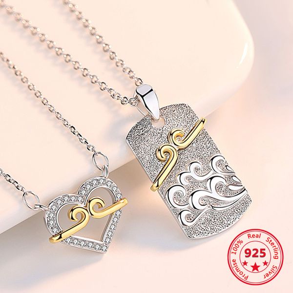 s925 sterling silver tight charm couple necklace men and women pendant simple creative clavicle chain